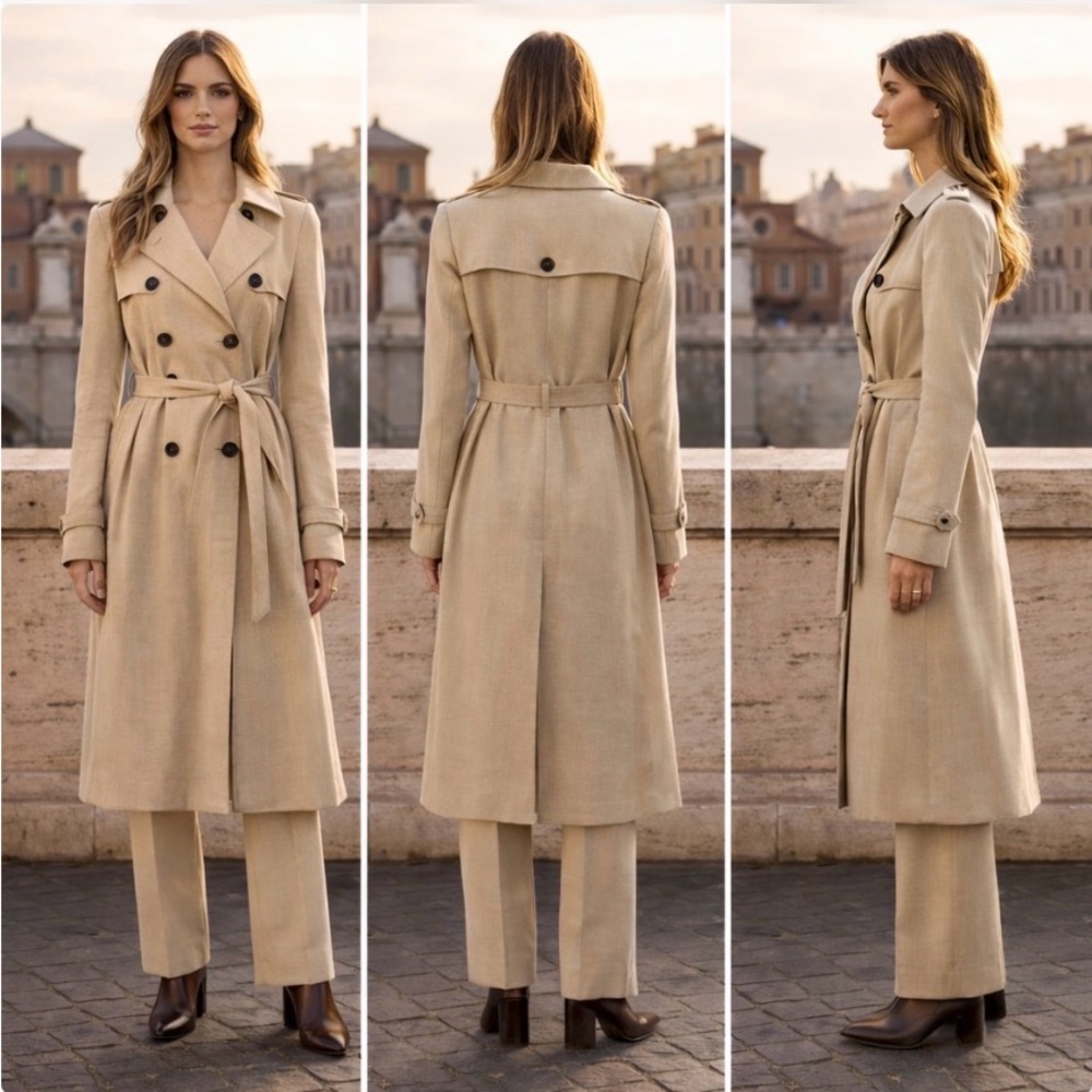 Eva Franco Women’s 100% Linen Trench Coat Size S  Excellent Condition